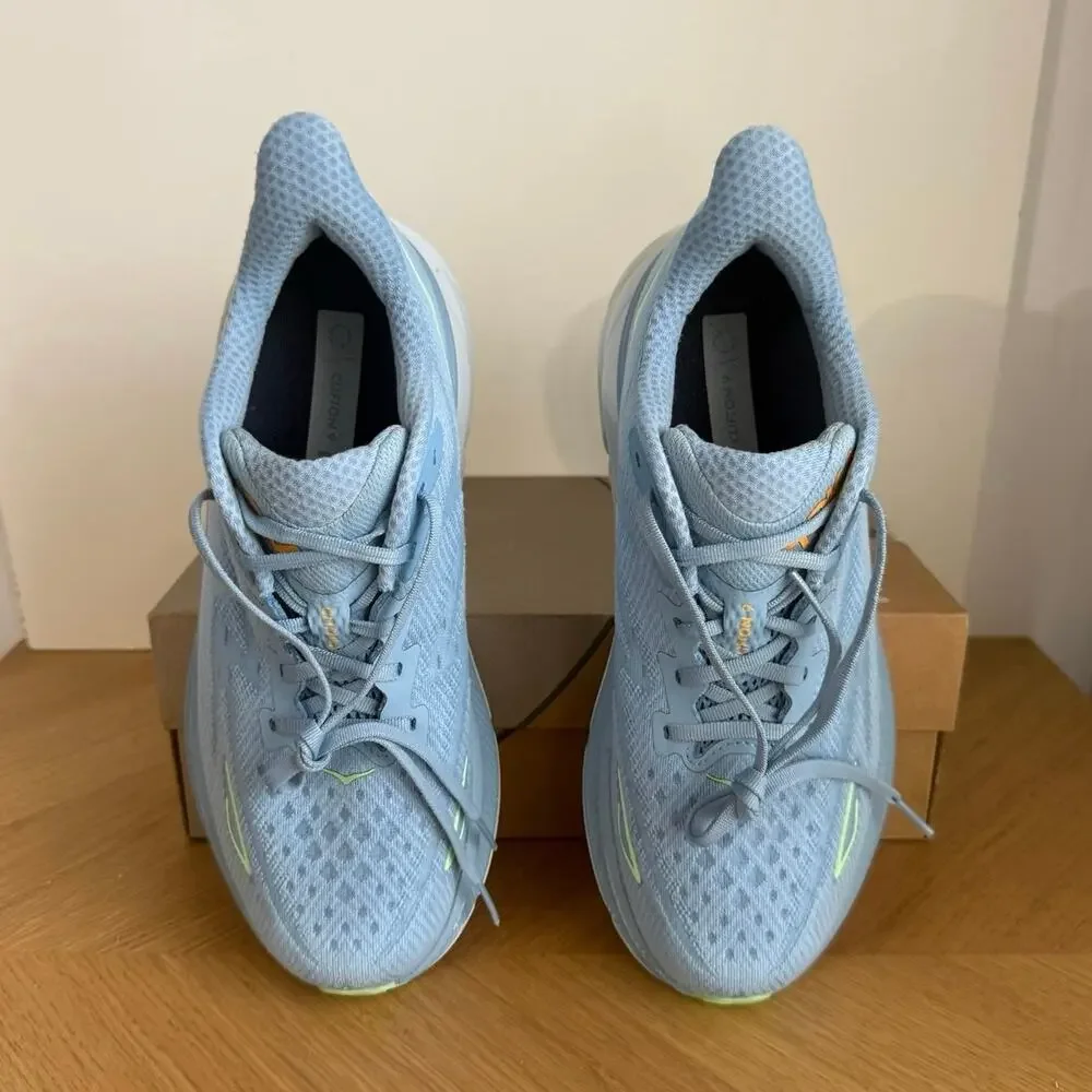 HOKA ONE ONE Clifton 9 Blue/Yellow Men Running Sneakers- SZ 9 Wide